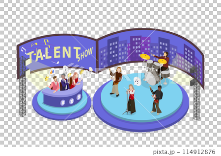 3D Isometric Flat Conceptual Illustration of Talents Show, Performance in Public 3D Isometric Flat Conceptual Illustration of Talents Show, Performance in Public 114912876