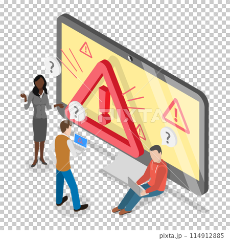 3D Isometric Flat Conceptual Illustration of Error Warning, Online Scam Alert 3D Isometric Flat Conceptual Illustration of Error Warning, Online Scam Alert 114912885