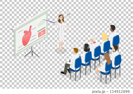 3D Isometric Flat Conceptual Illustration of Medical Conference, Healthcare Training Seminar 3D Isometric Flat Conceptual Illustration of Medical Conference, Healthcare Training Seminar 114912899