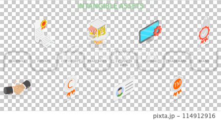 3D Isometric Flat  Illustration of Intangible Assets, Without Physical Substance 114912916