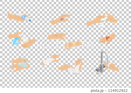 3D Isometric Flat Illustration of First Aid For Trauma, Emergency Help 3D Isometric Flat Illustration of First Aid For Trauma, Emergency Help 114912922