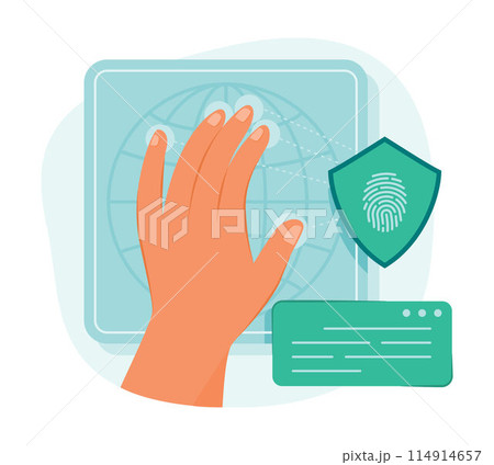 Fingerprint for Biometrics Scanning for Protection of Personal Data Concept Illustration Fingerprint for Biometrics Scanning for Protection of Personal Data Concept Illustration 114914657