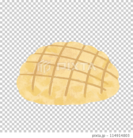 Hand-drawn illustration of melon bread with texture 114914803