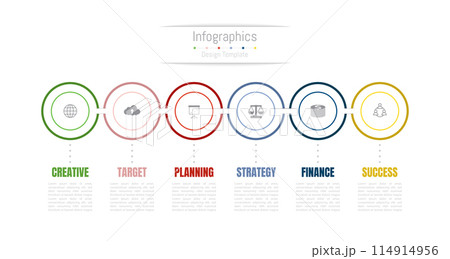 Infographic 6 options design elements for your business data. Vector Illustration. 114914956