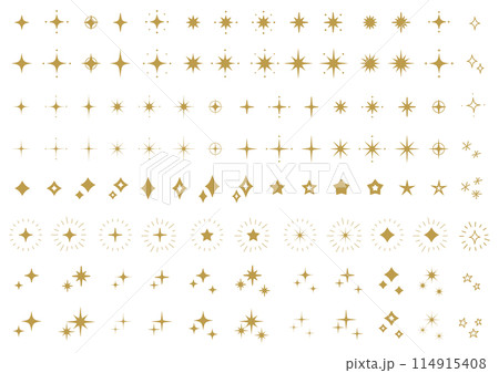 いろいろな形のキラキラ・星のマークのセット 114915408