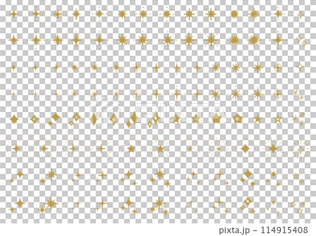 いろいろな形のキラキラ・星のマークのセット 114915408