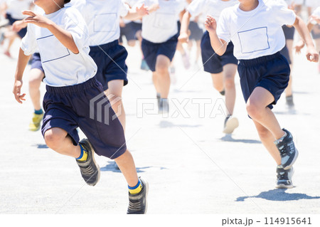 運動会で走る小学生たち 運動会で走る小学生たち 114915641