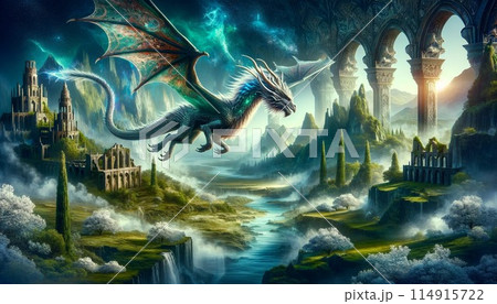 エルフの王国と飛翔するドラゴン エルフの王国と飛翔するドラゴン 114915722