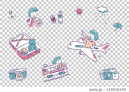 Traveling girl - airplane 114916349