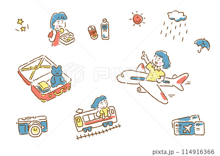 旅をする女の子〜飛行機 114916366