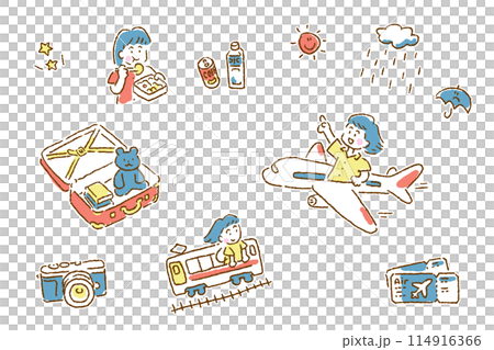 旅をする女の子〜飛行機 114916366
