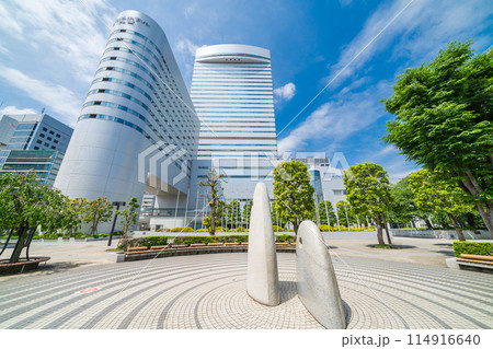 「埼玉県」新緑の鐘塚公園と大宮ソニックシティーの風景 114916640