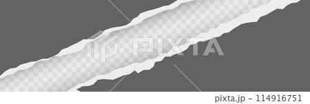 Torn Sheet on transparent background. Gray ripped paper. Vector illustration in flat style. Page with uneven texture edge 114916751
