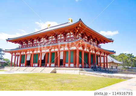 快晴の奈良、興福寺の中金堂 114916793