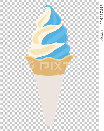 Ramune milk soft serve ice cream illustration 114917842