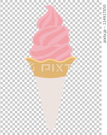Strawberry soft serve ice cream illustration 114917850