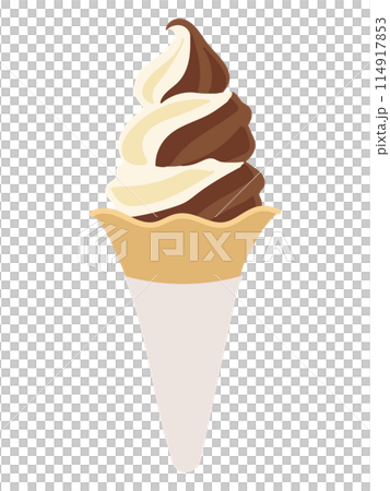Milk chocolate soft serve ice cream illustration Milk chocolate soft serve ice cream illustration 114917853