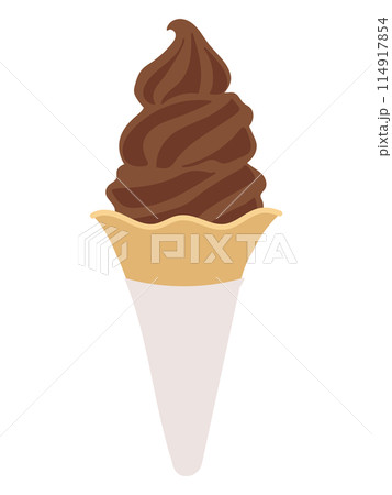 チョコレートソフトクリームのイラスト チョコレートソフトクリームのイラスト 114917854