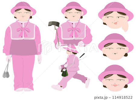ゴルフのゴルフのキャディーをする女性 ゴルフのゴルフのキャディーをする女性 114918522