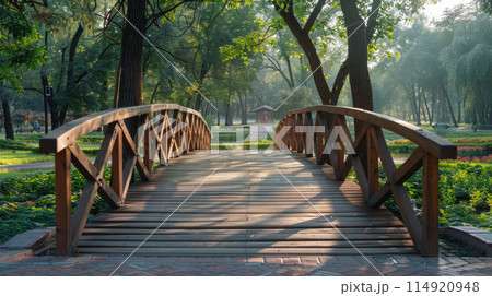 Wooden Bridge in the Park 114920948