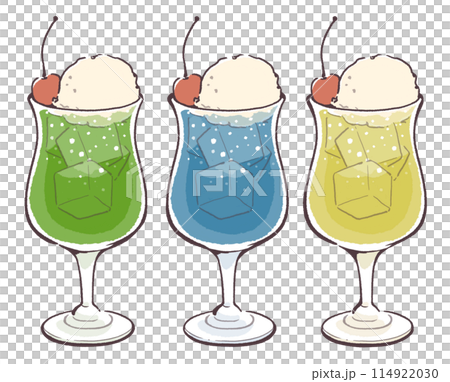 奶油汽水哈密瓜味、藍色夏威夷口味、檸檬汽水 114922030