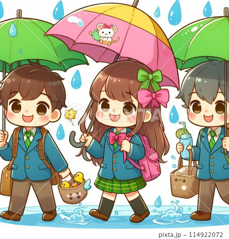 梅雨の時期の可愛らしい子供のイラスト 梅雨の時期の可愛らしい子供のイラスト 114922072