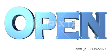 3DCG立体文字「Open/開店記念」ブルー,青 114922073