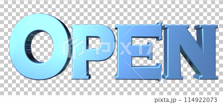 3DCG立体文字「Open/開店記念」ブルー,青 114922073