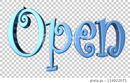 3DCG three-dimensional letters "Open/Opening Commemoration" Blue, Blue 114922075