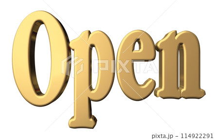 3DCG立体文字「Open/開店記念」ゴールド,金 114922291