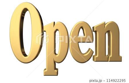 3DCG立体文字「Open/開店記念」ゴールド,金 114922295