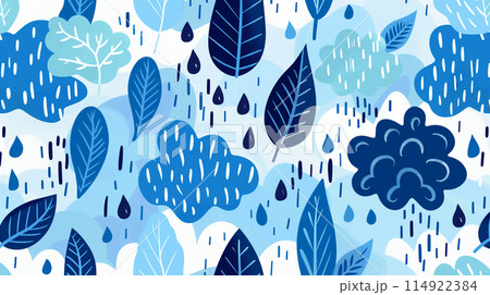 雲と雨の梅雨の北欧風パターン 114922384