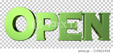3DCG three-dimensional letters "Open/Opening Commemoration" Green, Green 114922426