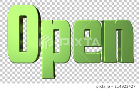 3DCG three-dimensional letters "Open/Opening Commemoration" Green, Green 3DCG three-dimensional letters "Open/Opening Commemoration" Green, Green 114922427