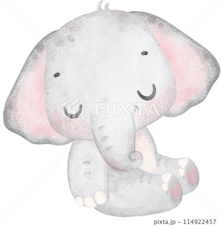 Cute baby elephant watercolor adorable nursery animal hand painting. Cute baby elephant watercolor adorable nursery animal hand painting. 114922457