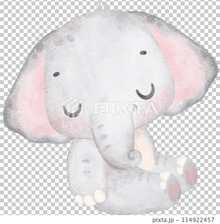 Cute baby elephant watercolor adorable nursery animal hand painting. Cute baby elephant watercolor adorable nursery animal hand painting. 114922457