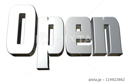 3DCG立体文字「Open/開店記念」シルバー,銀 3DCG立体文字「Open/開店記念」シルバー,銀 114922662