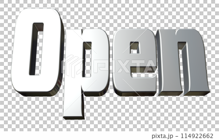 3DCG立体文字「Open/開店記念」シルバー,銀 3DCG立体文字「Open/開店記念」シルバー,銀 114922662