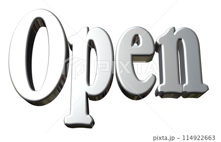 3DCG立体文字「Open/開店記念」シルバー,銀 3DCG立体文字「Open/開店記念」シルバー,銀 114922663