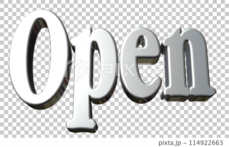3DCG立体文字「Open/開店記念」シルバー,銀 3DCG立体文字「Open/開店記念」シルバー,銀 114922663