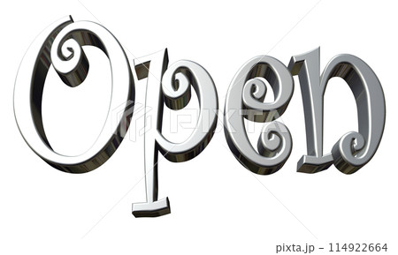 3DCG立体文字「Open/開店記念」シルバー,銀 3DCG立体文字「Open/開店記念」シルバー,銀 114922664