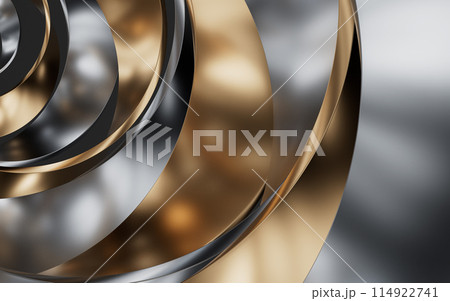Metallic curve geometry background, 3d rendering. 114922741