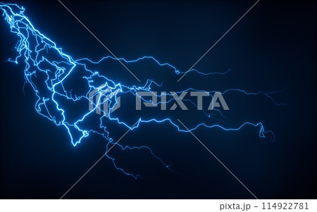 Blue lightning with dark background, 3d rendering.のイラスト素材 [114922781 ...