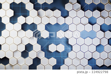 Metallic hexagon material background, 3d 114922798