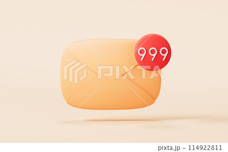 Message envelope with cartoon style, 3d rendering. 114922811