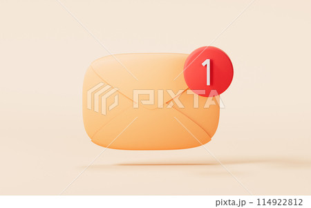Message envelope with cartoon style, 3d rendering. 114922812