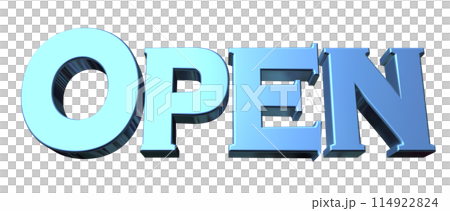 3DCG three-dimensional letters "Open/Opening Commemoration" Blue, Blue 114922824