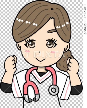 Illustration of a cheering nurse Illustration of a cheering nurse 114923035