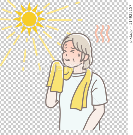 一名老年婦女因高溫而中暑的插圖 114923157