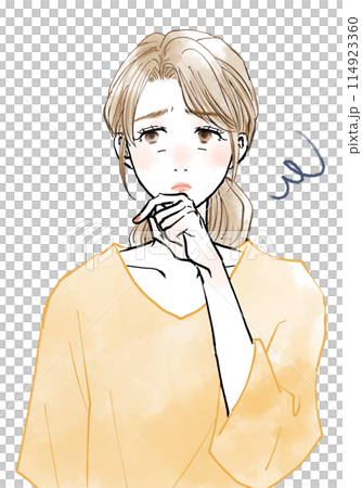 一個陷入困境的中年婦女的插圖 114923360